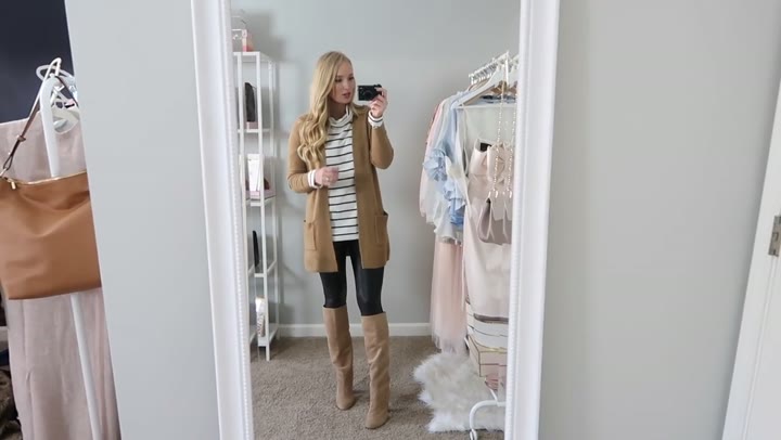 Striped Turtleneck and Cardigan