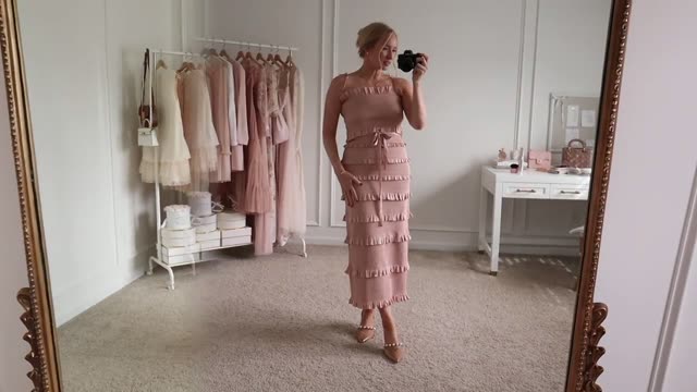 Blush Pink Tiered Ruffle Maxi Dress