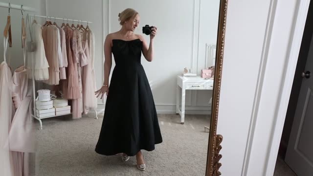 Black Strapless Bow Ballgown